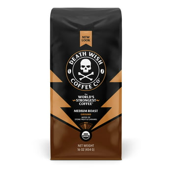 Death Wish Coffee, Medium Roast, Ground, Fair Trade, , Bag, 16oz