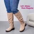 thumbnail image 6 of Love Steetly Women's Extra Wide Calf Knee High Boots, Slouchy Ruched Tall Boots, Harness Buckle Strap, Chunky Lug Sole Block Heel Side Zipper Boots., 6 of 8