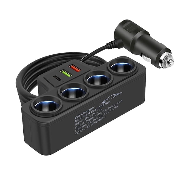Divisor de encendedor de cigarrillos, cargador de coche, cargador rápido PD