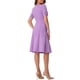 thumbnail image 3 of Vestido midi de mujer con cuello cuadrado, mangas cortas fruncidas y corte A de la edición INSPIRE CHIC en color lavanda, 3 of 6