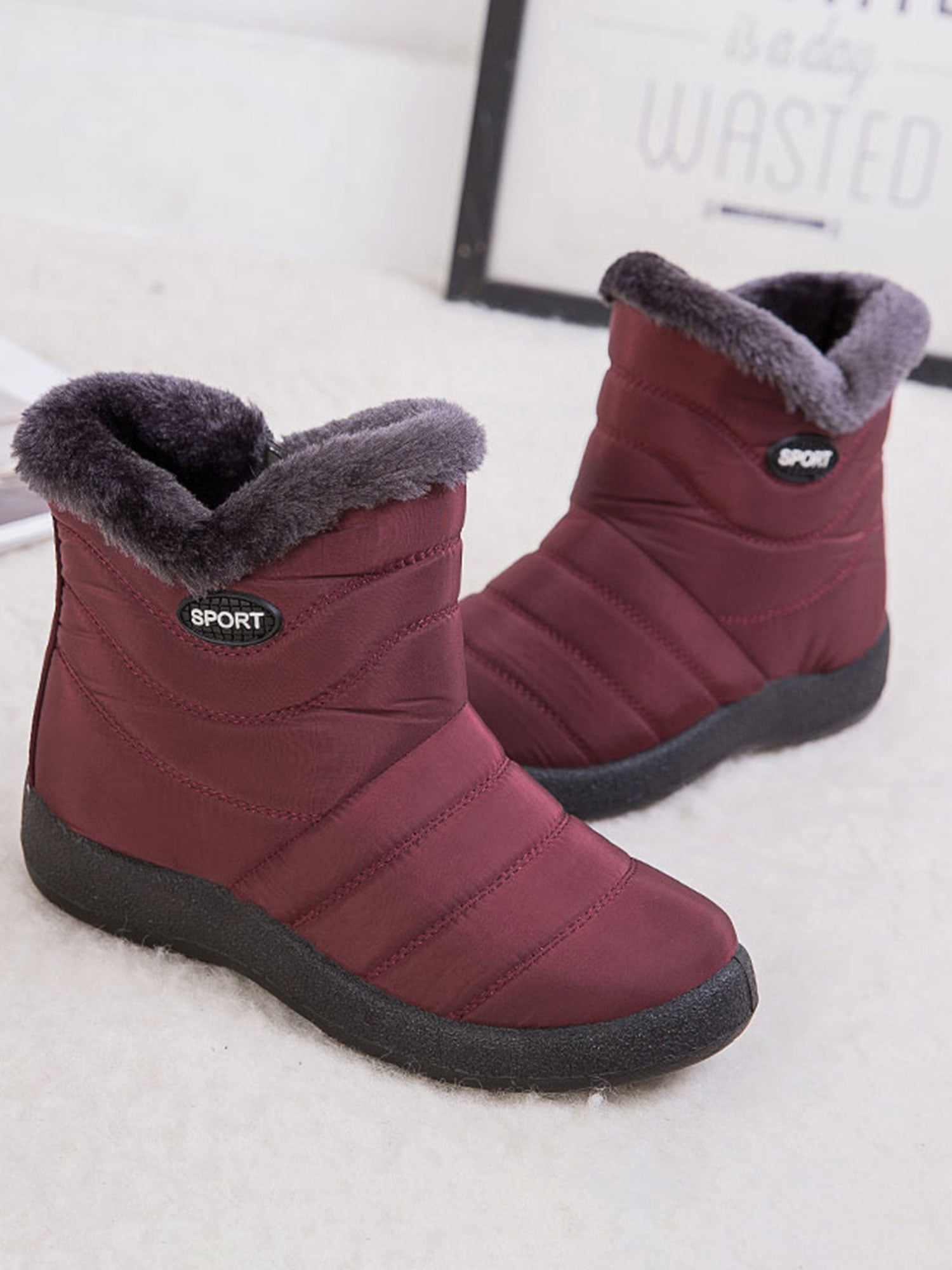 LUXUR Ladies Women's Waterproof Snow Boots Fur Lined Winter Warm