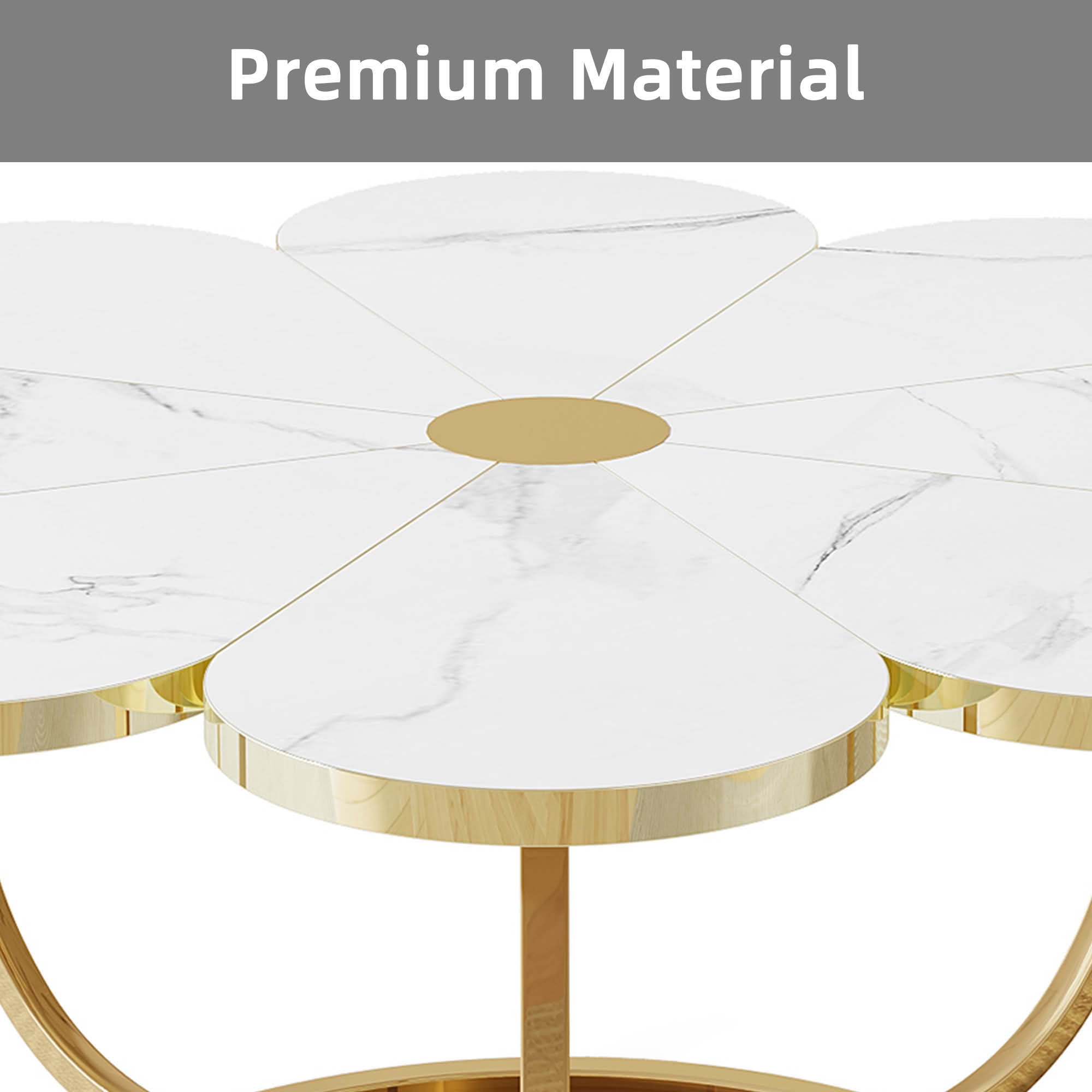 MAYEETY Flower Shaped Coffee Table Faux Marble Top Modern Living Room Table