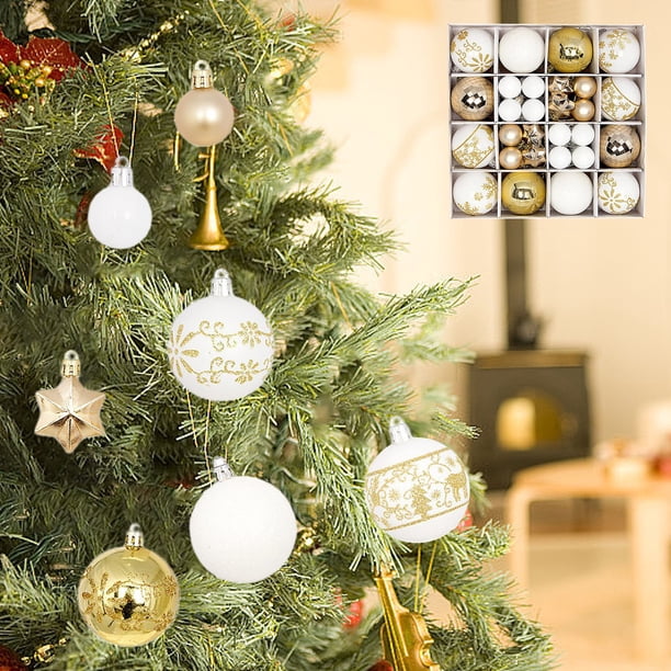 Fiudx Bolas Colgantes Navideñas, Diseño Colorido E Irrompible, Material Plástico Duradero, Fáciles de Colgar, Decoración Festiva para Árbol o Fiesta, Juego de 44 Piezas, Tamaños de 3 Cm y 6 Cm.