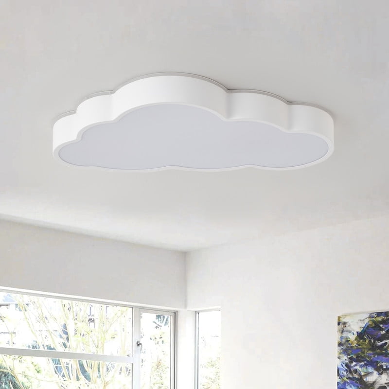 Aiwen LED Flush Mount Ceiling Light, Could-Shaped Ceiling Fixture with Polystyrene Lampshade, Perfect for Bedroom, Powder Room & Kids' Room (24W)
