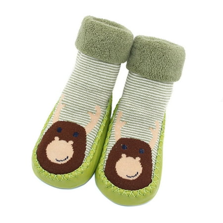 

Baby Booties Slipper Sock Non-Slip Soft Bottom Shoes For Baby Boys Girls M Green