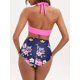 thumbnail image 3 of Traje de baño vintage de dos piezas para mujer Conjunto de bikini de cintura alta con cuello halter y lunares retro, 3 of 4