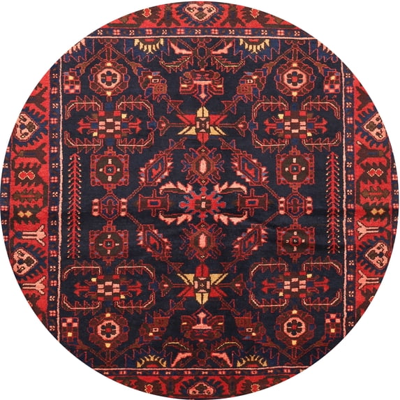 Ahgly Company Machine Washable Indoor Round Traditional Tomato Red Area Rugs, 3' Round