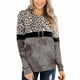 thumbnail image 1 of Sudadera con capucha y estampado de leopardo con bolsillos y manga larga con detalle de puntada teñida para mujer, ideal para el hogar, viajes y la oficina, color gris, talla L, 1 of 6