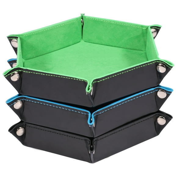 3Pcs Dice Tray Foldable Dice Rolling Holder Portable Hexagon Tray Non-Scratch Dice Organizer Case Multipurpose Dice Storage Box for RPG Game Player Table Games Bar Games 27x24.5cm