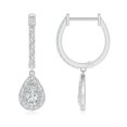 thumbnail image 2 of ANGARA Natural Diamond Teardrop Hoop Earrings in 14K White Gold for Women (Size-2.6mm| Color-G| Clarity-VS2) | April Birthstone, Anniversary, Jewelry Gift for Women | Natural Diamond Earrings, 2 of 8