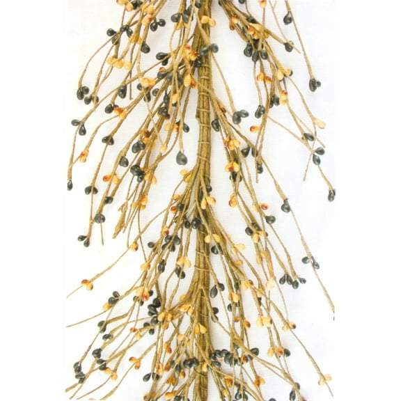 EV-C28 Primitive Pip Berry Garland in Mustard and Black Color - 5 foot / 60 inches Length, All Season Color Garland, Home Décor, Wedding, Fireplace, Kitchen and Dining Table Décor