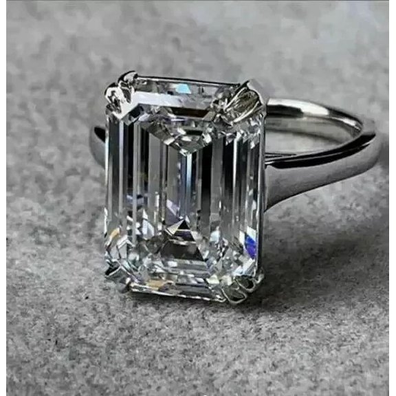 3Ct Emerald Cut Lab Created Diamond Women's Solitaire Ring 14K White Gold Plated