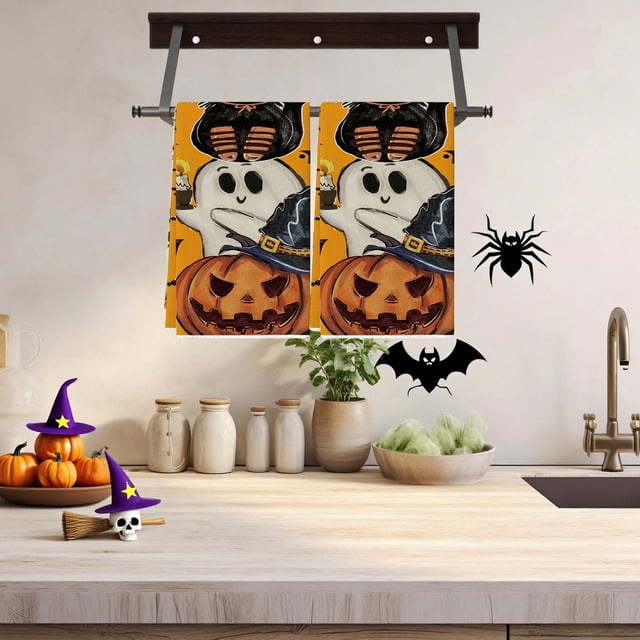 Toalla de fiesta de Halloween con diseño de calabaza fantasma ¡Oye, silencio! Toalla de mano decorativa de Halloween