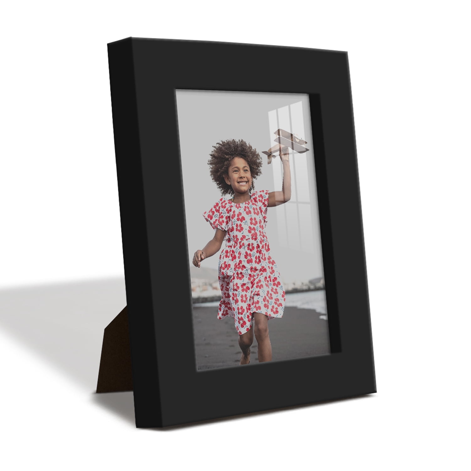 Modern 3.5 in. x 5 in. Black Picture Frame (Set of 2)