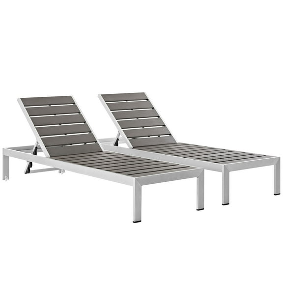 Modern Contemporary Urban Design Outdoor Patio Balcony Chaise Lounge Chair, Grey Gray, Aluminum