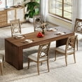 thumbnail image 3 of Tribesigns 78.74-inch Dining Table for 6-8 People, Farmhouse Kitchen Table, Rectangle Wooden Dinner Table with Sturdy Legs, Dark Brown, 3 of 11