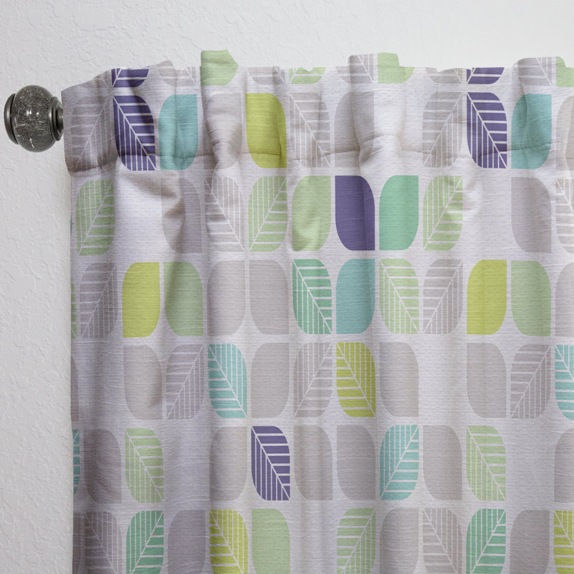 Designart 'Leaves With Geometric Pattern' Mid-Century Modern Curtain Panel