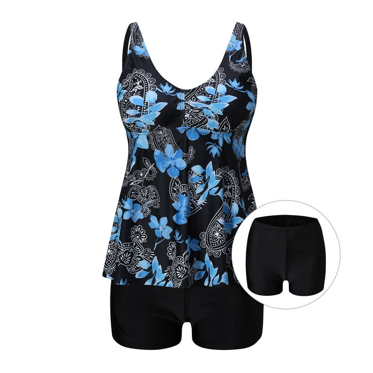 CFXNMZGR Swimsuit For Women Two-Piece Sets Women Tankini Swimsuit V-Neck  Sleeveless Tummy Control Top With Shorts Two Piece Bathing Suit -  Walmart.com