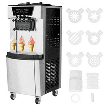STRELECT Commercial Ice Cream Maker, 5.8-7.9GAL/H Yield, 2 1 Flavors Soft Serve Machine w/Two Hoppers, 2200W Frozen Yogurt Maker for Restaurant Snack Bar