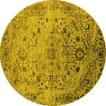thumbnail image 1 of Ahgly Company Indoor Round Oriental Yellow Industrial Area Rugs, 4' Round, 1 of 4