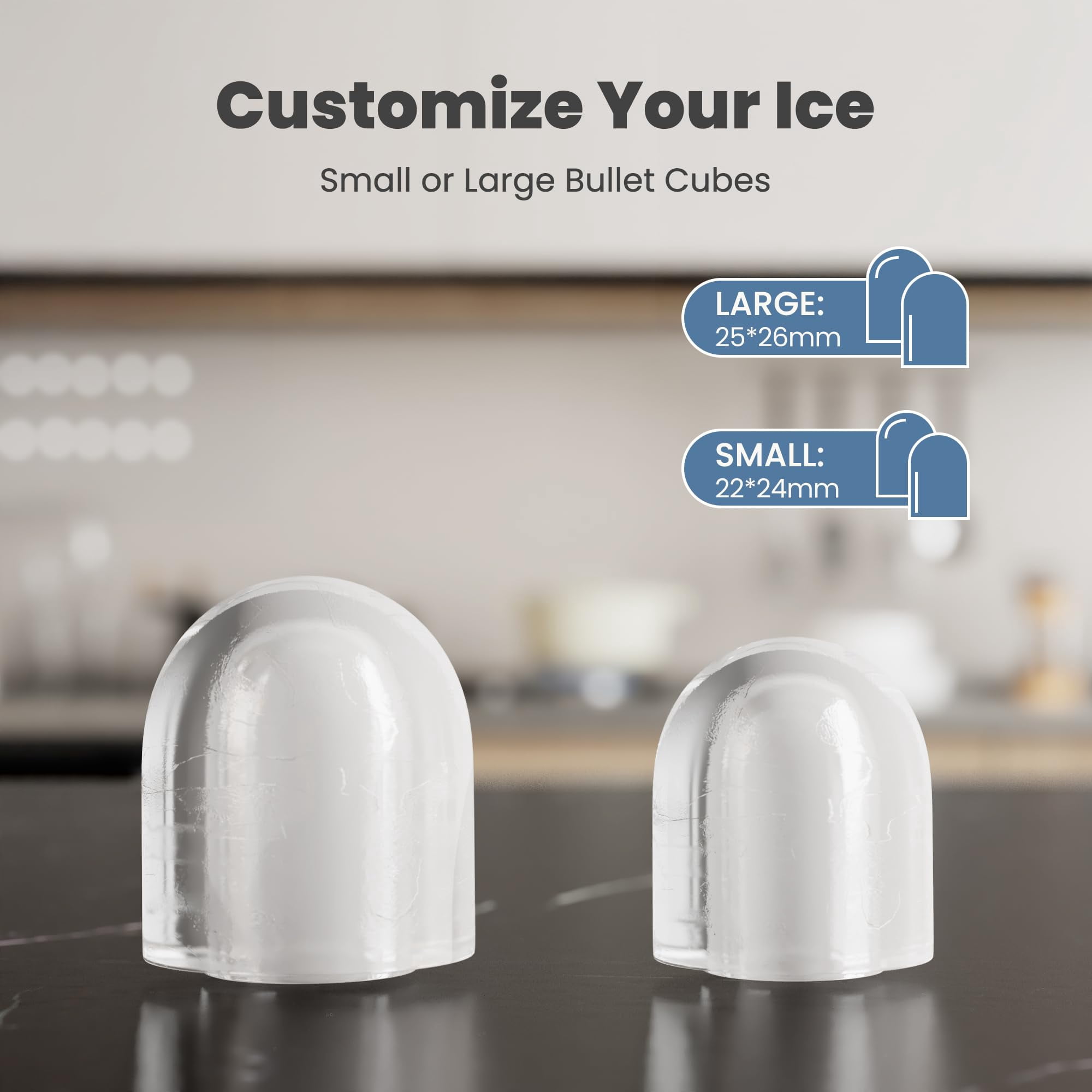 LIFERECORD Portable Ice Maker Countertop with Handle, 6 Mins for 9 Bullet Ice, 26lbs/24H, Self-Cleaning Compact Ice Machine for Home, Kitchen, Camping & Parties, White