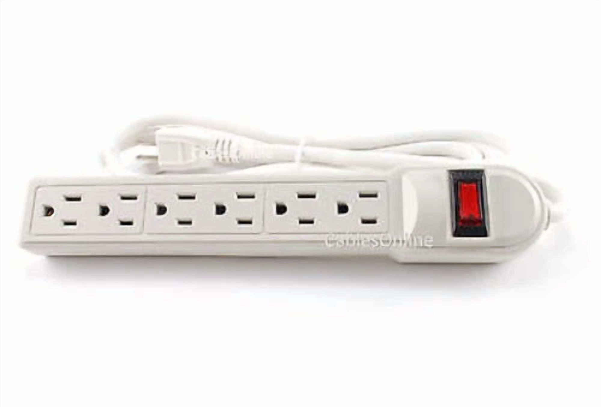 CRESTIN- 6 Outlet Surge Protector 90J / 15Amp Power Strip W/ 6Ft Cable, White, Sp-B01W
