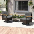 thumbnail image 3 of Auranook 3 PCS Outdoor Swivel Chair Set w/ 2-Tier Tempered Glass Side Table Cushions, 3 of 9