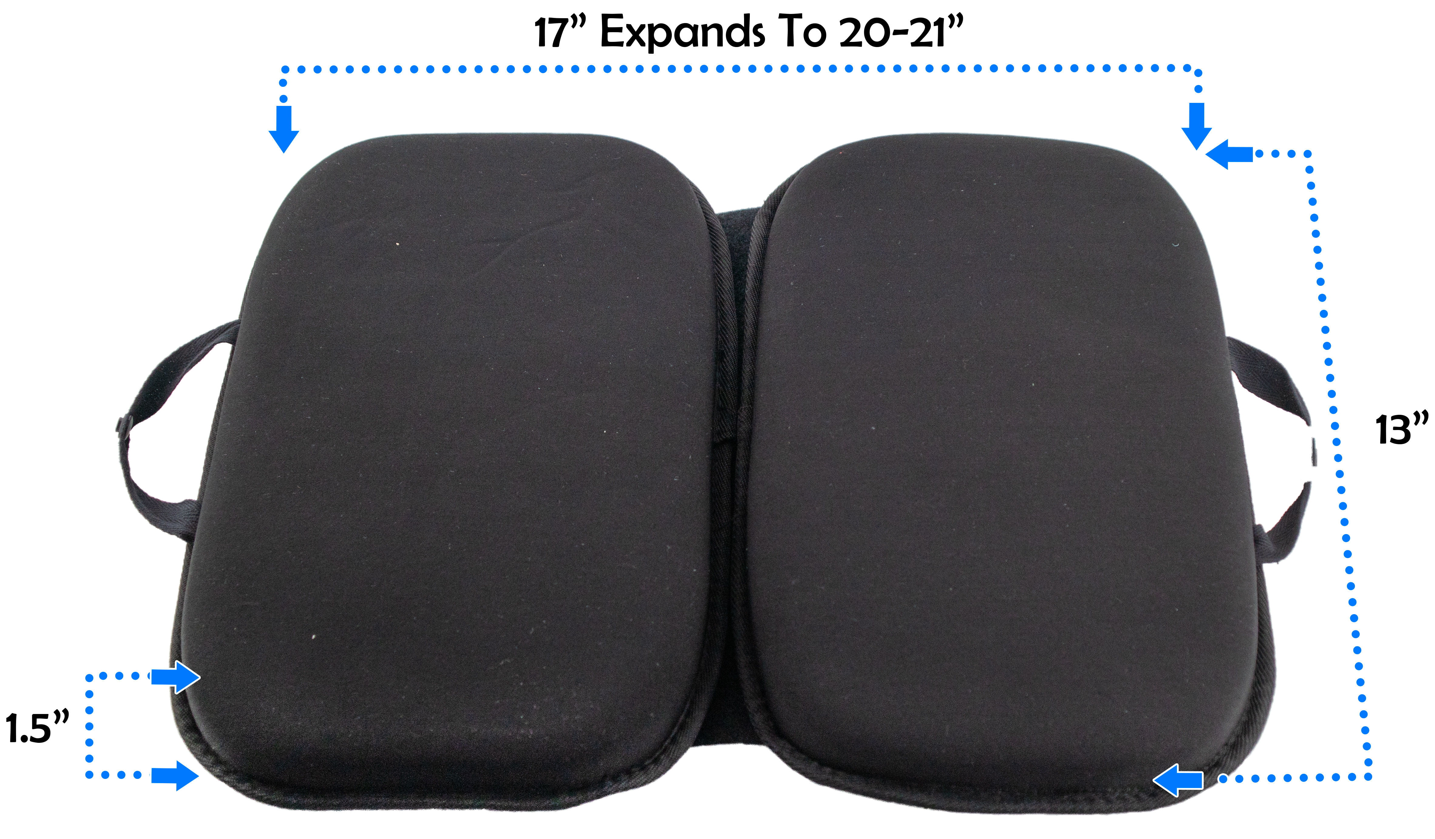 Portable 3 in 1 Folding Gel Seat Cushion & Orthopedic Lumbar Support Tailbone Pillow w/ Cooling Gel Memory Foam, Size: Dual Seat, Black