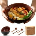 thumbnail image 4 of 8 Inch Ceramic Ramen Bowl Set of 2, 40oz Japanese Bowls with Spoons & Chopsticks,Durable,Microwave & Dishwasher Safe,Perfect for Ramen,Pho,Salad,Soup,Noodles，Mixing bowls（Carnelian）, 4 of 10