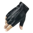 thumbnail image 1 of Negro 1 Par De Cuero De La Pu Guantes De Medio Dedo ., 1 of 9