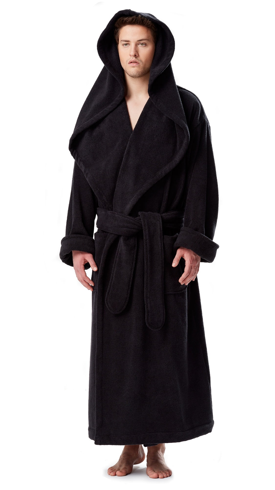 Sleep & Lounge Arus Men’s Big & Tall Long Monk Robe Hooded Full Length