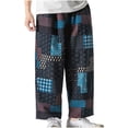 thumbnail image 5 of Men Pants Men's And Linen Casual Loose Plaid Oversized Lantern Pants Harlan Straight Leg Pants Men Pants Casual，Casual Pants for Men SweatPants Men Sweat Pants for Men, 5 of 8