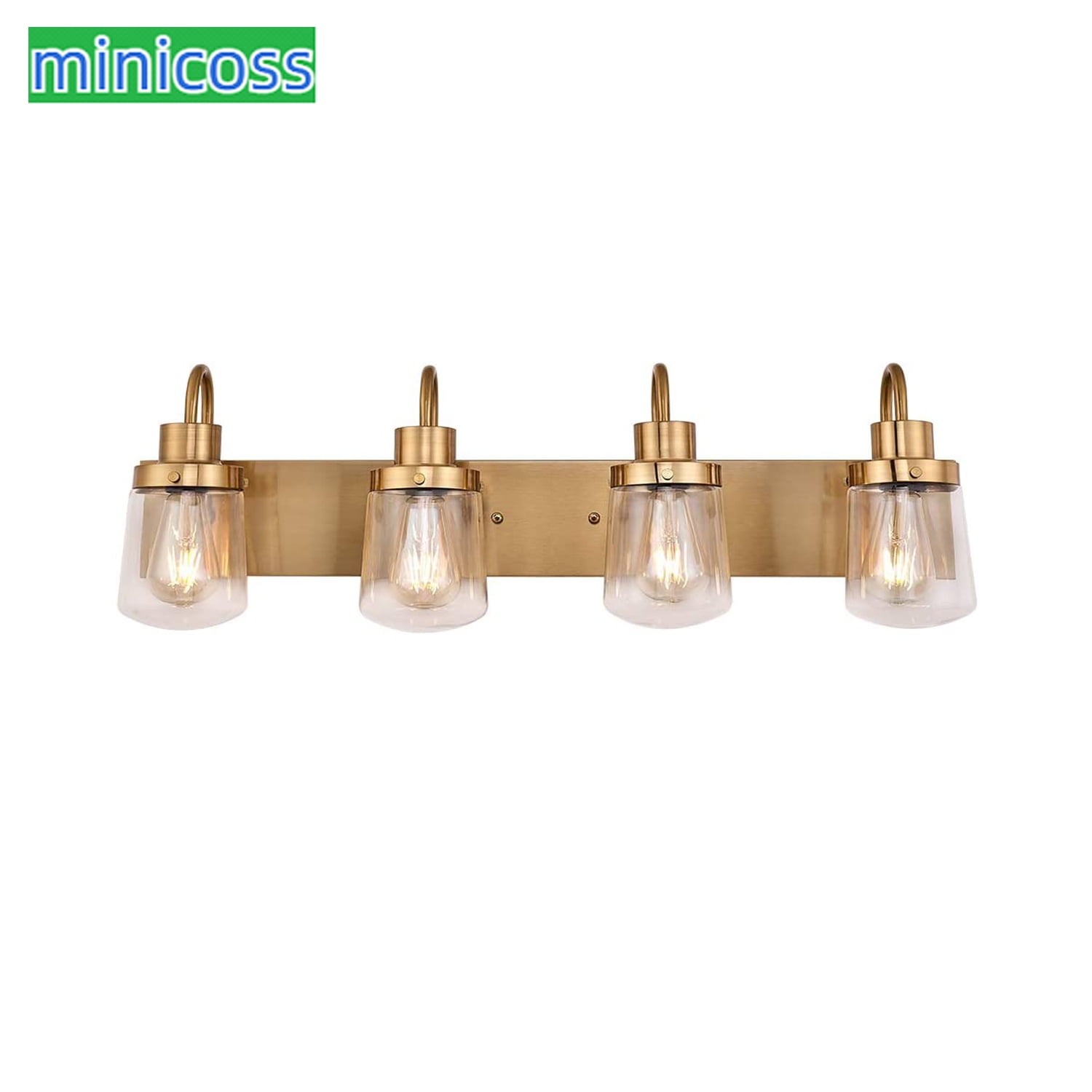 Modern Bathroom Vanity Light 4Lights Lamp in Brushed Brass,Farmhouse