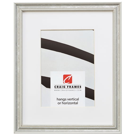 Craig Frames 314WH 24x36 inch Ornate White and Silver Picture Frame Matted for a 20x30 Photo