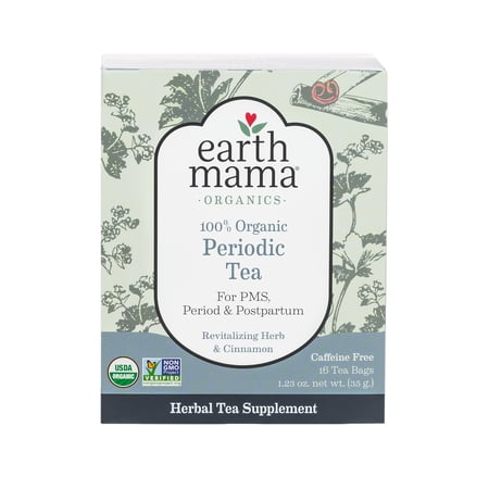 Earth Mama Organic Periodic Tea, Herbal Tea for PMS, Postpartum, and Perimenopause, 16 Tea Bags
