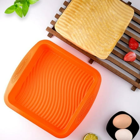 

Visland Square Cake Pan Silicone Baking Molds Cake Mould for Baking Non-Stick Heat-resistant Wavy Bottom