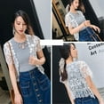 thumbnail image 3 of Women Floral Lace Short Sleeve Shrug Open Front Crop Jackets for Evening Dresses, 3 of 17