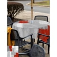 thumbnail image 4 of Red Grey Outdoor Tablecloth - 60x60 Inch Square Dining Table Cover, Abstract Geometric Color Block Oil Painting Waterproof Outdoor Table Cloth with Umbrella Hole & Zipper for Picnic/Patio/Party, 4 of 7