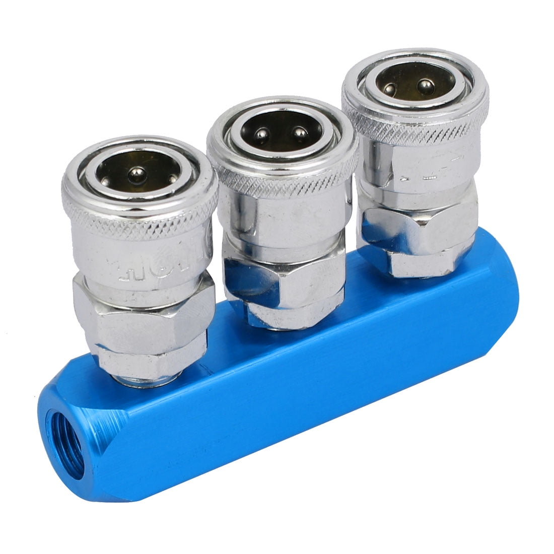 1/4BSP Thread 3 Way Air Hose Inline Aluminum Manifold Splitter Block w