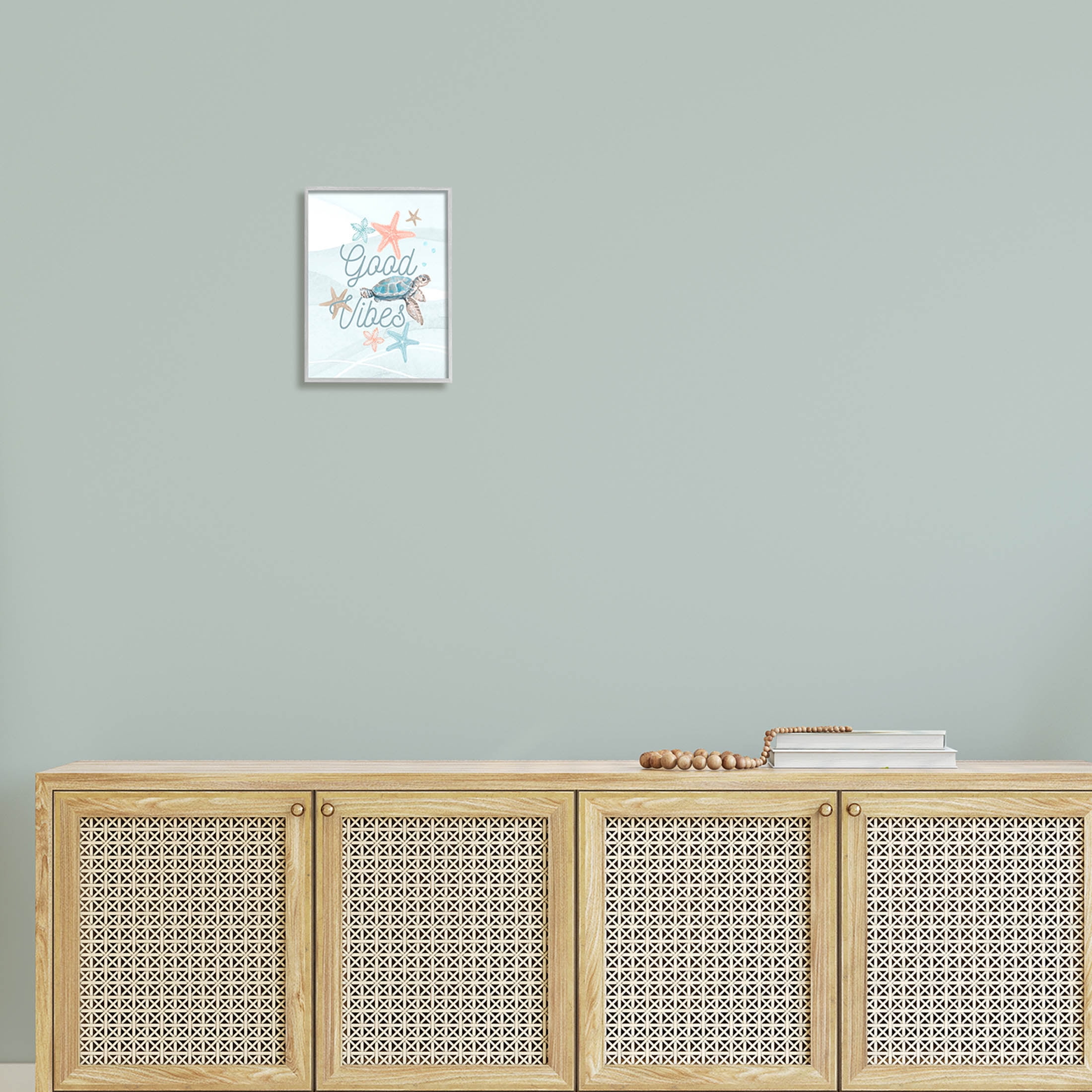 Good Vibes Underwater Sea Life Animals & Insects Graphic Art Gray Framed Art Print Wall Art