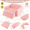 thumbnail image 3 of Costway Kids Modular Play Sofa 8 PCS with Detachable Cover for Playroom & Bedroom Indoor Pink, 3 of 11