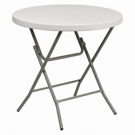 Flash Furniture 2.63-Foot Round Granite White Plastic Folding Table