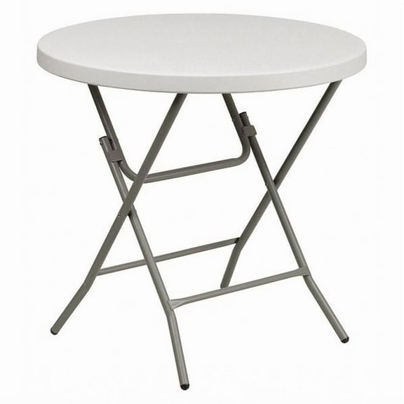 Flash Furniture 2.63-Foot Round Granite White Plastic Folding Table