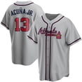 thumbnail image 1 of Nueva Camiseta De Béisbol Cardigan Warriors Baseball #13 Acuña Jr. Ropa Deportiva De Verano Gris-Xxxl(56), 1 of 2