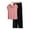 B Hot Pink, variant on Paiwinds V-Neck Pajama Set for Women - Short Sleeve Solid Color Top & Loose Pants, Cotton Blend Breathable Home Sleepwear