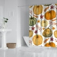 thumbnail image 4 of Autumn Leaves Harvest Thanksgiving Shower Curtain for Bathroom with Hooks and Weighted Hem, Polyester Fall Pumpkins Maple Waterproof Bath Curtains Hotel Style - Machine Washable,72x72in, 4 of 5
