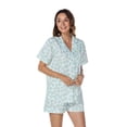thumbnail image 6 of LUBOT 100% Cotton Pajamas for Women 2 Piece PJ Set Woven Poplin Ladies Button Down Short Sleeve Summer Sleepwear Blue Blooms S, 6 of 8