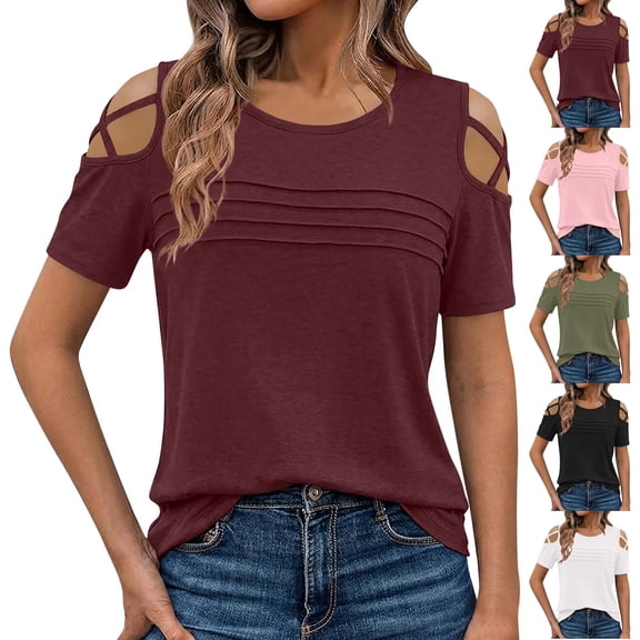 Blouses for Women Short Sleeve Summer Solid Color Slant Neck Sleeveless Top Tops for Women Trendy Wine S
