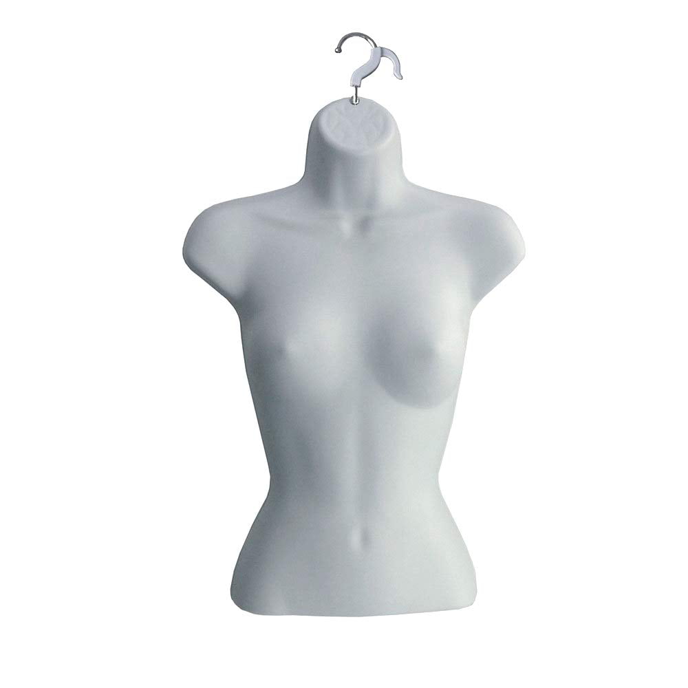 Plastic Female Torso with Stand Gray Mannequin 