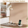 thumbnail image 5 of Vanity Desk with Glass Top & Charging Station, Touch Screen Mirror and Lights, Makeup Vanity with 5-Drawer, 6 Open Storage Shelves, Antique White, 5 of 7